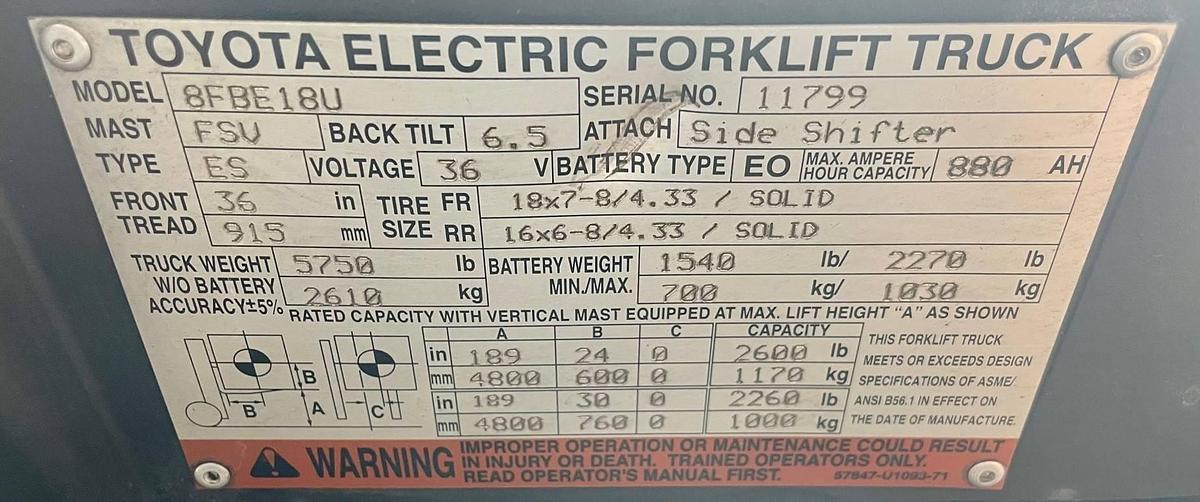 Used 2016 Toyota 8FBE18U