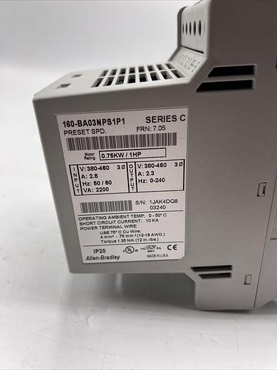 Used ALLEN BRADLEY 160-BA03NPS1P1 SER C
