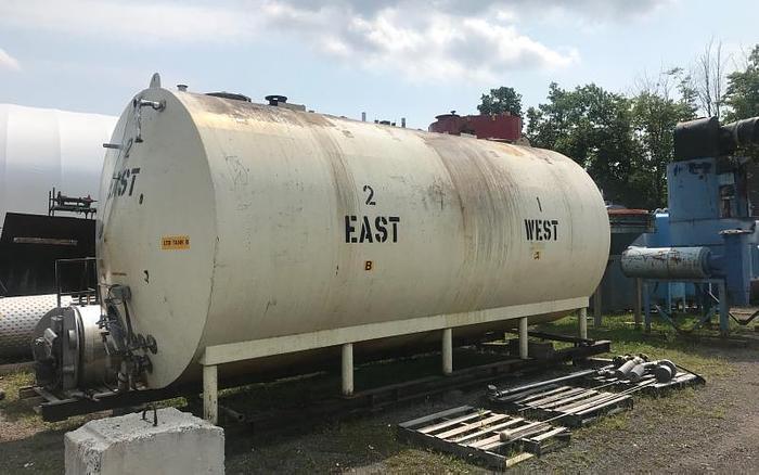 USED 8560 GALLON TANK, STAINLESS STEEL, HORIZONTAL, DOUBLE COMPARTMENT TANK