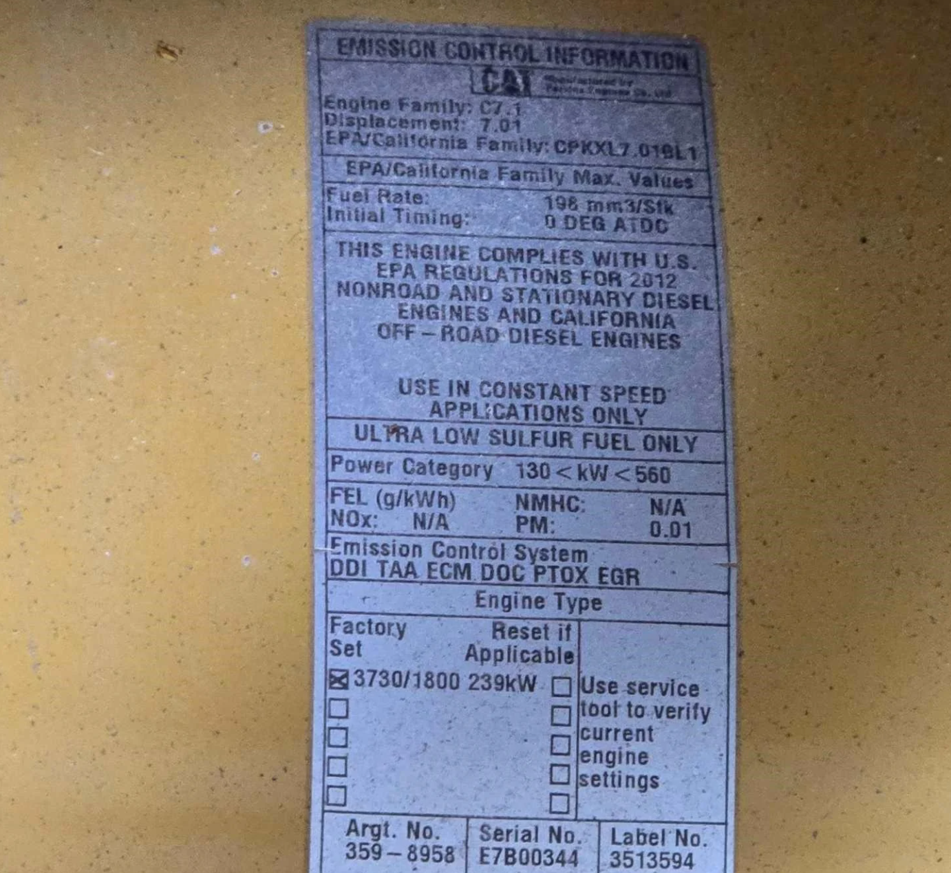 Used 2013 Caterpillar XQ200 Diesel Generator