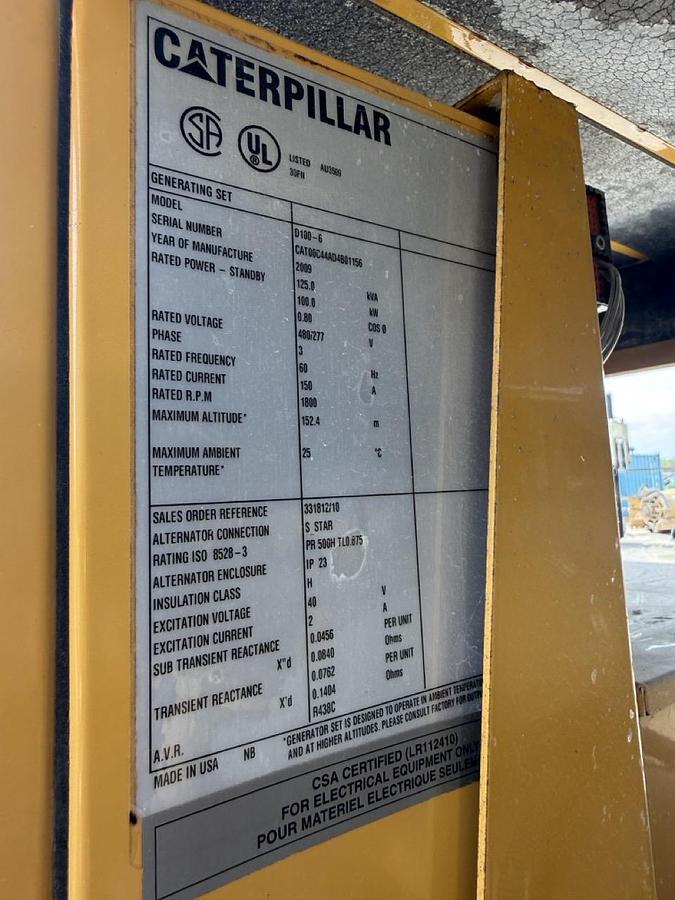 Used 2009 Caterpillar D100-6 Diesel Generator