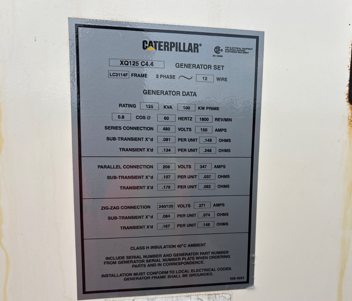 Used 2018 Caterpillar XQ125 Diesel Generator