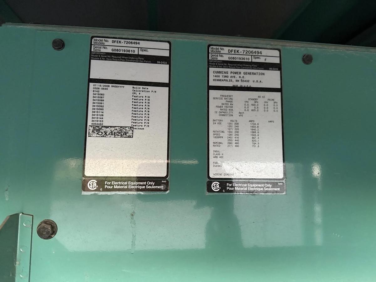 Used 2008 Cummins DFEK Diesel Generator