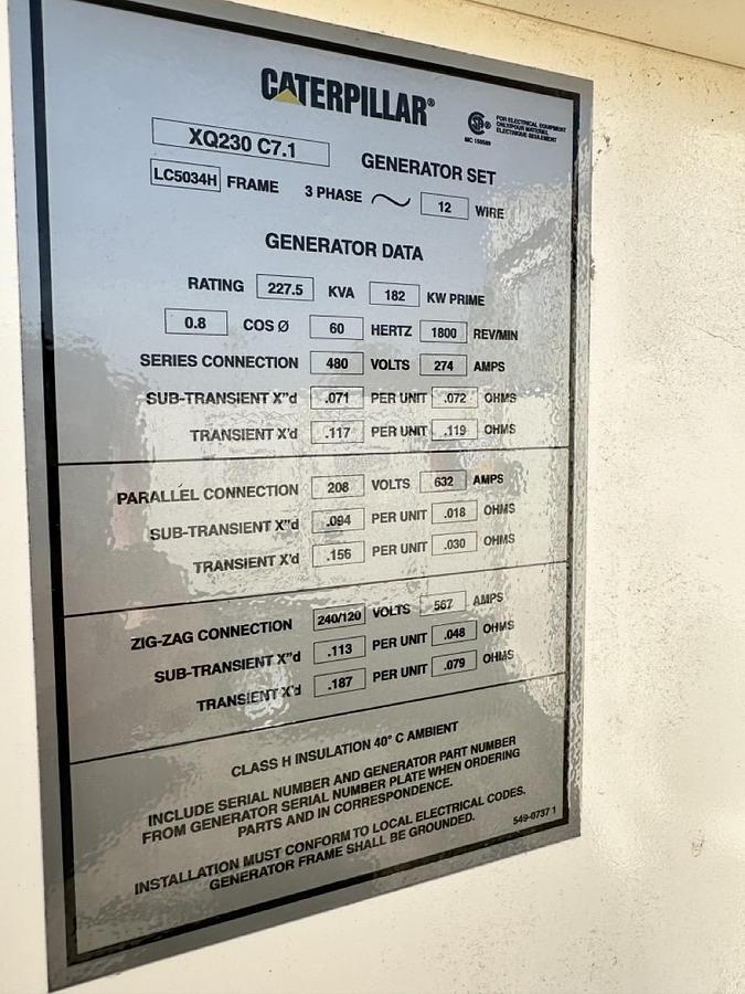 Used 2019 CATERPILLAR XQ230 MOBILE DIESEL GENERATOR