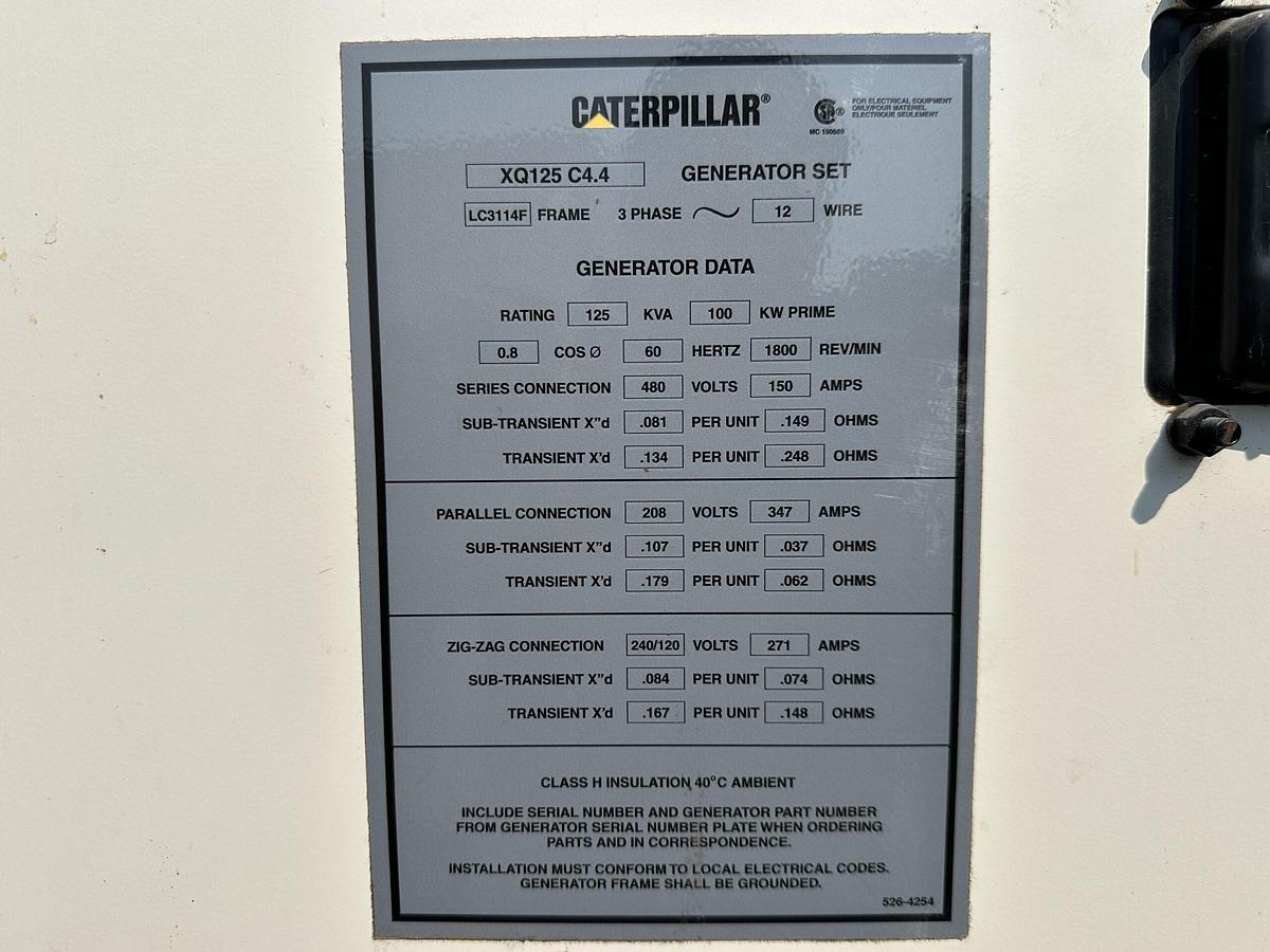 Used 100KW CATERPILLAR XQ125 DIESEL GENERATOR