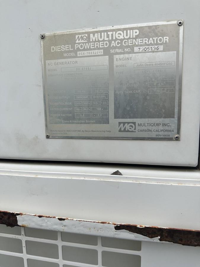 Used 2013 MULTIQUIP DCA70SSJU4I MOBILE DIESEL GENERATOR