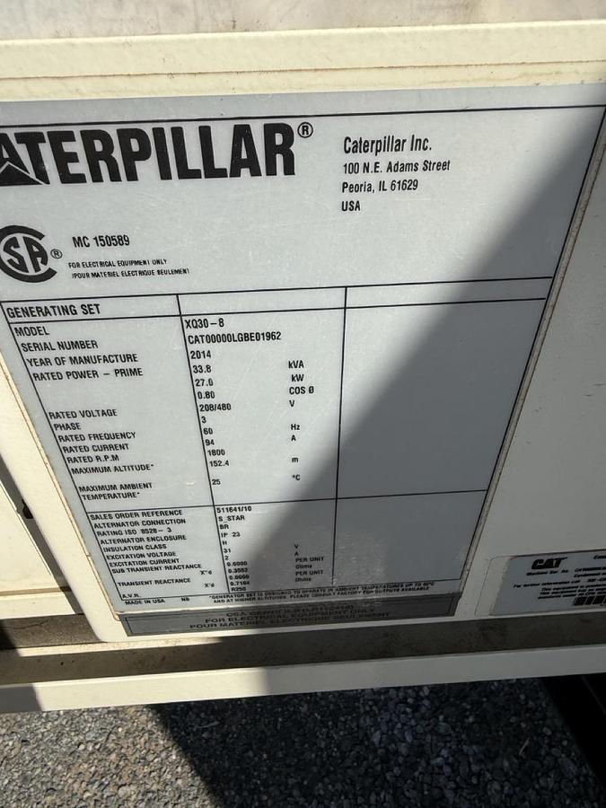 Used 2014 Caterpillar XQ30 Diesel Generator