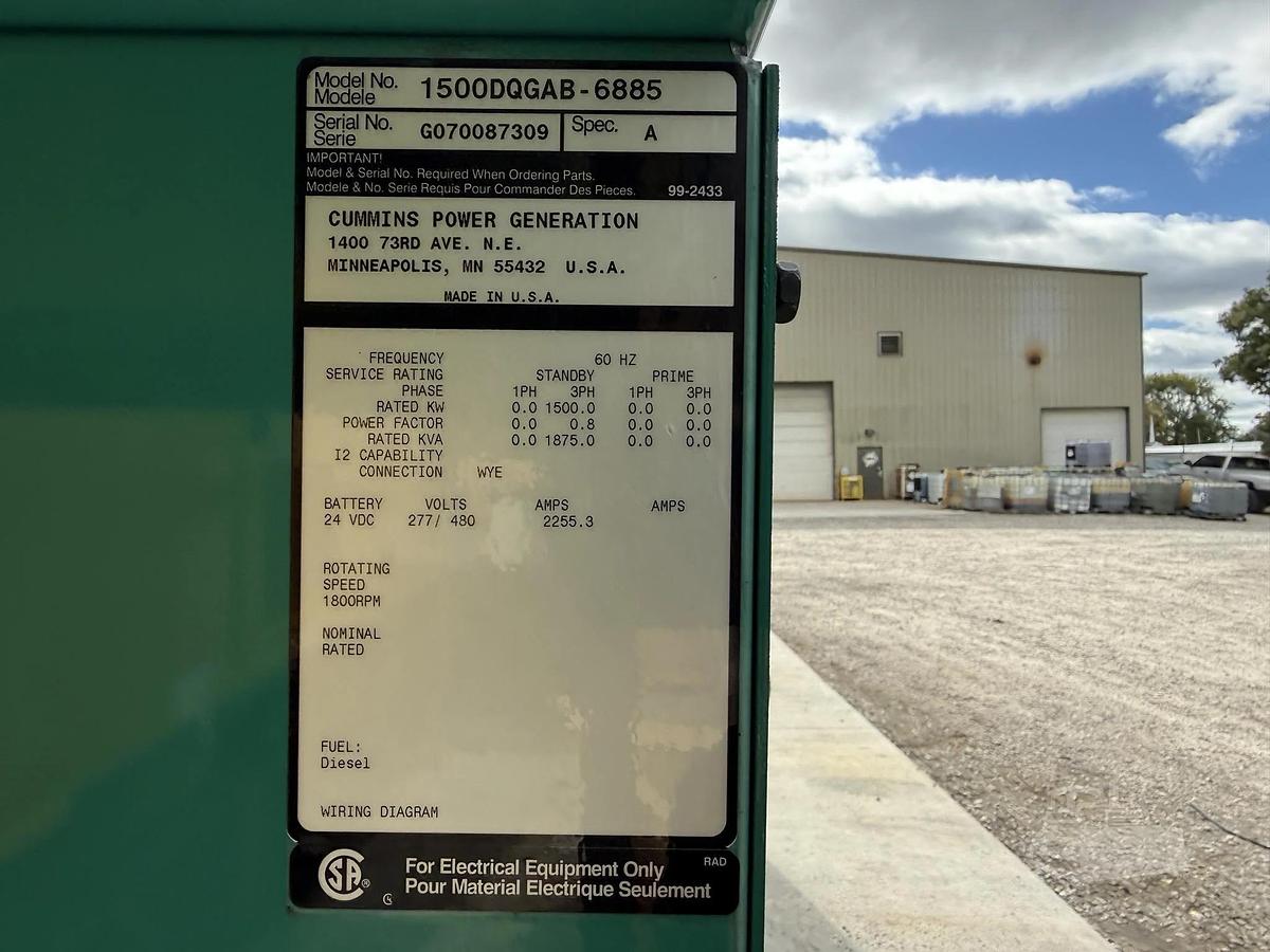 Used 2007 CUMMINS DQGAB STATIONARY DIESEL GENERATOR