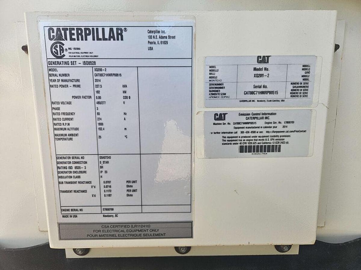 Used 2014 Caterpillar XQ200 Diesel Generator
