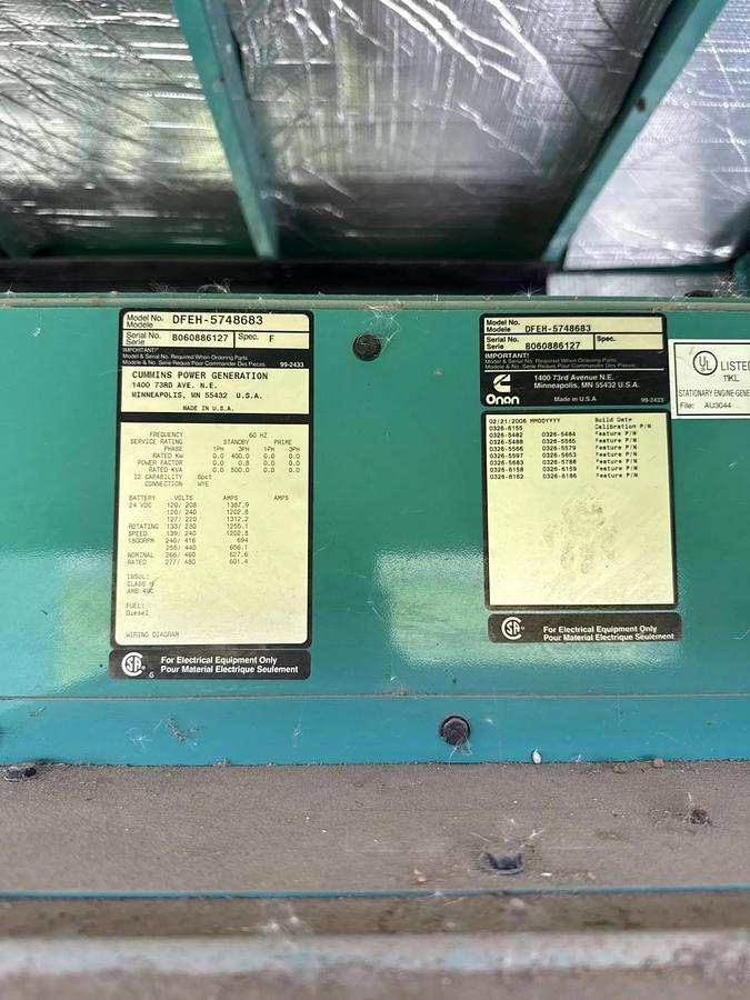 Used 2006 Cummins DFEH Diesel Generator
