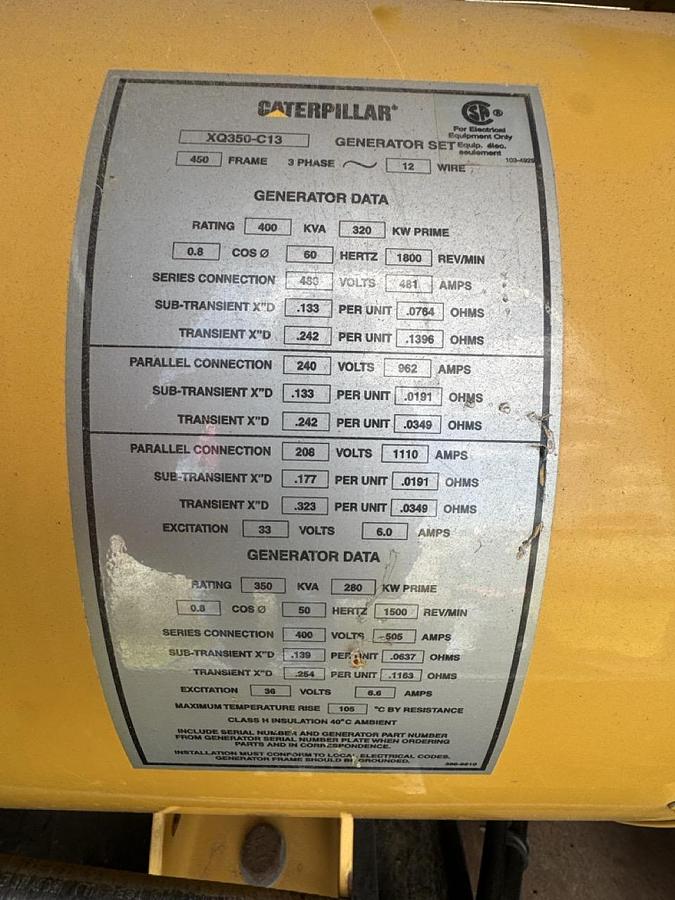 Used 2013 Caterpillar XQ350 Diesel Generator