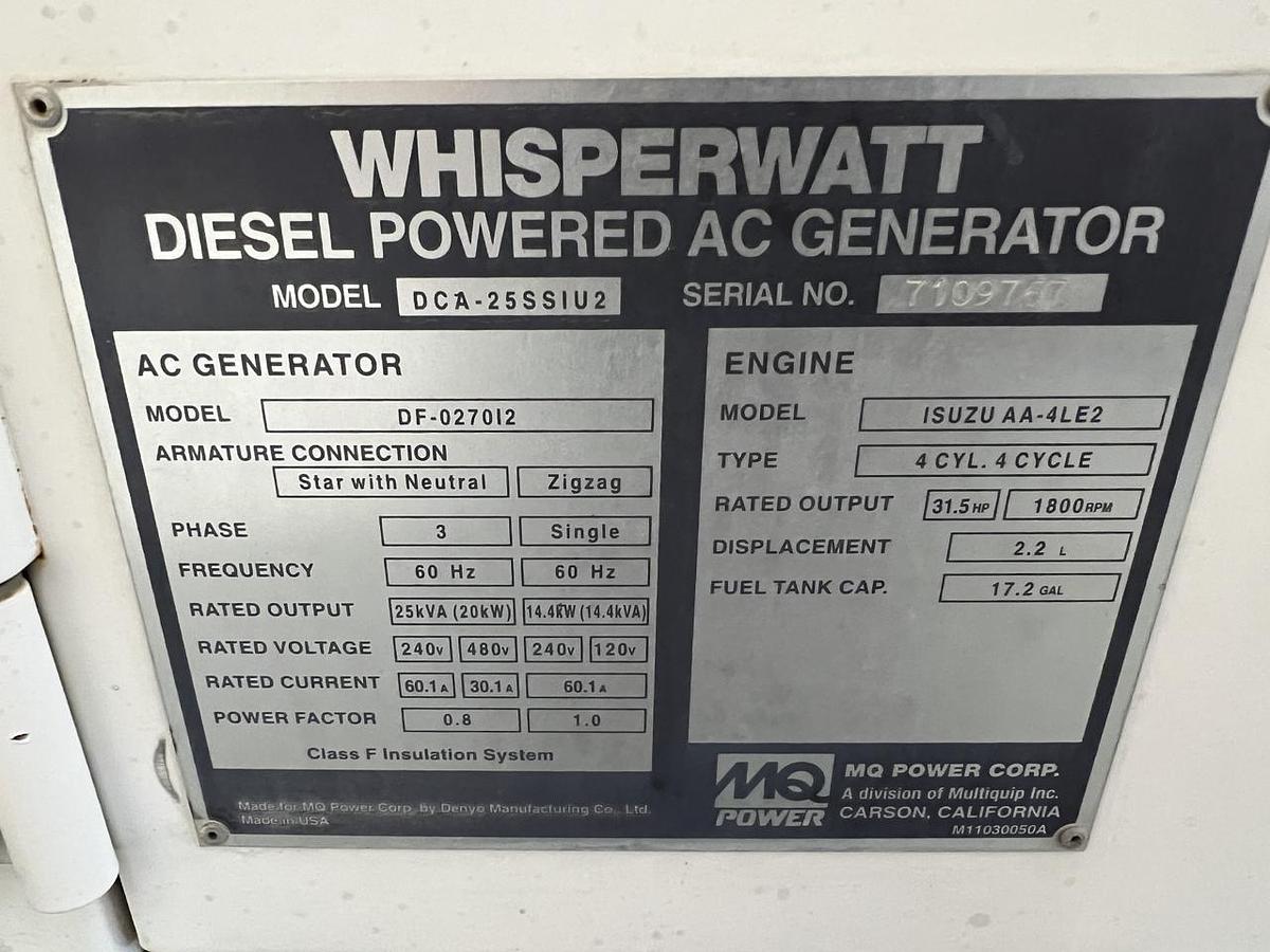 Used 2007 MultiQuip DCA25SSIU Diesel Generator