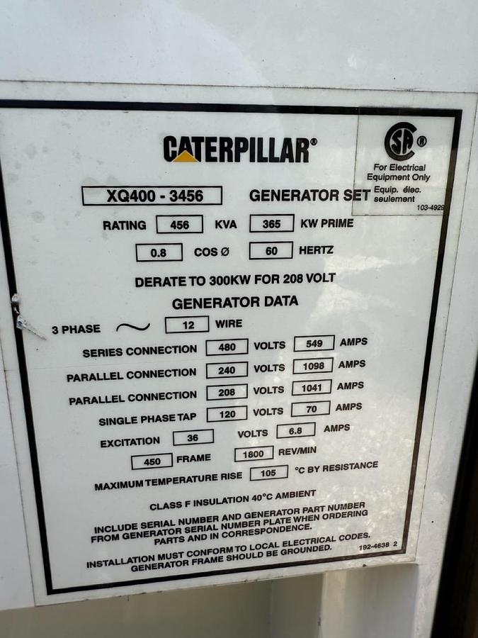 Used 2005 CATERPILLAR XQ400 MOBILE DIESEL GENERATOR