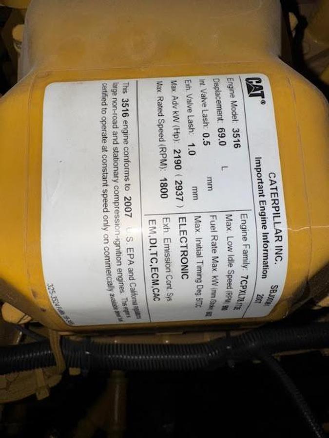 Used 2007 CATERPILLAR 3516C STATIONARY DIESEL GENERATOR