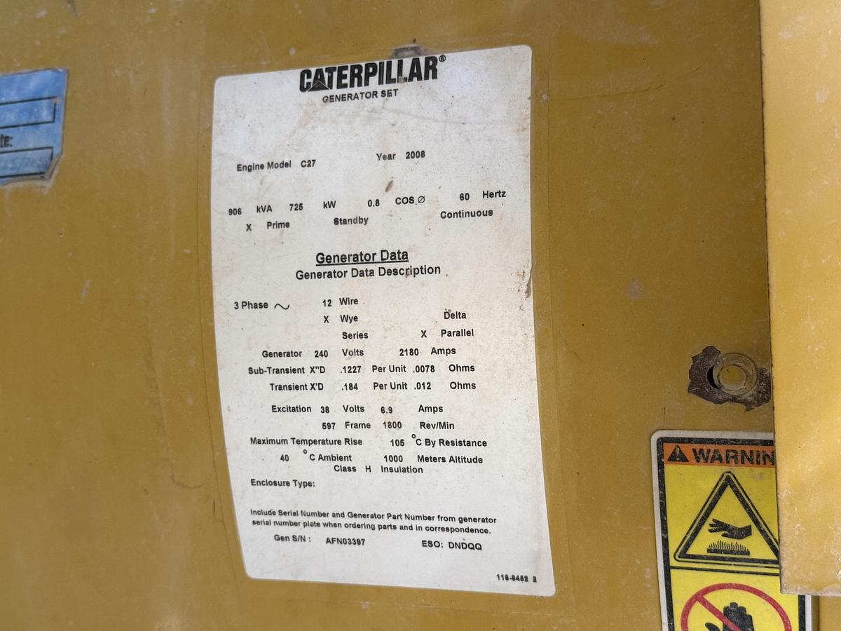 Used 2009 Caterpillar C27 Diesel Generator