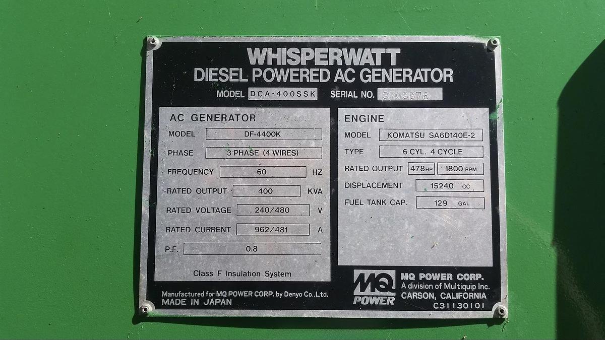 Used 2002 MultiQuip DCA400SSK