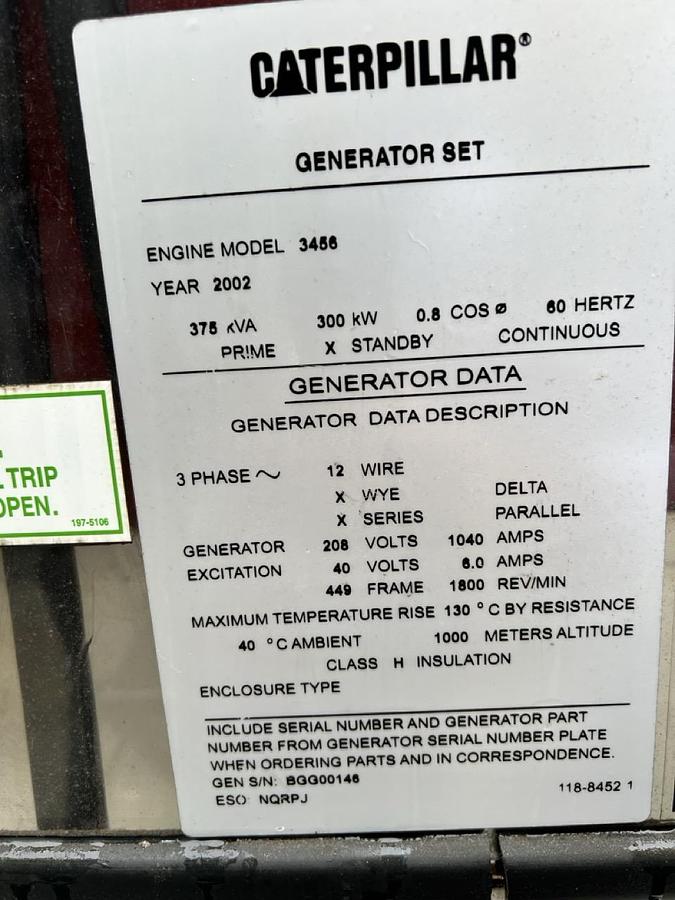 Used 2002 CATERPILLAR XQ300 MOBILE DIESEL GENERATOR
