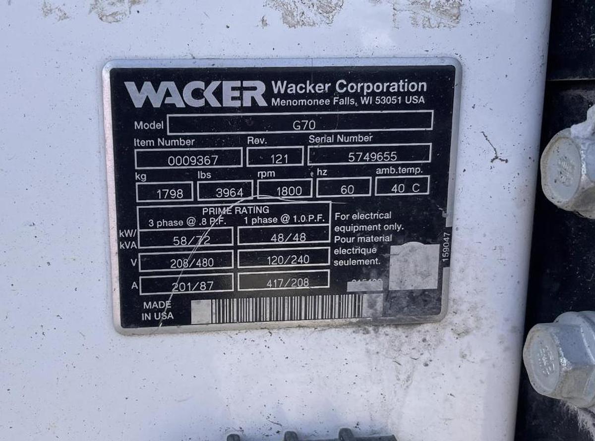 Used 2008 WACKER G70 MOBILE DIESEL GENERATOR