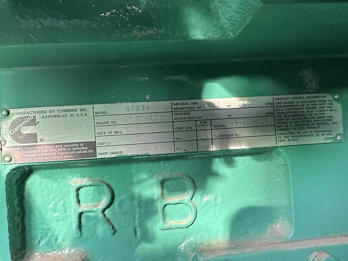 Used 2011 CUMMINS 500GFGA STATIONARY GENERATOR SET