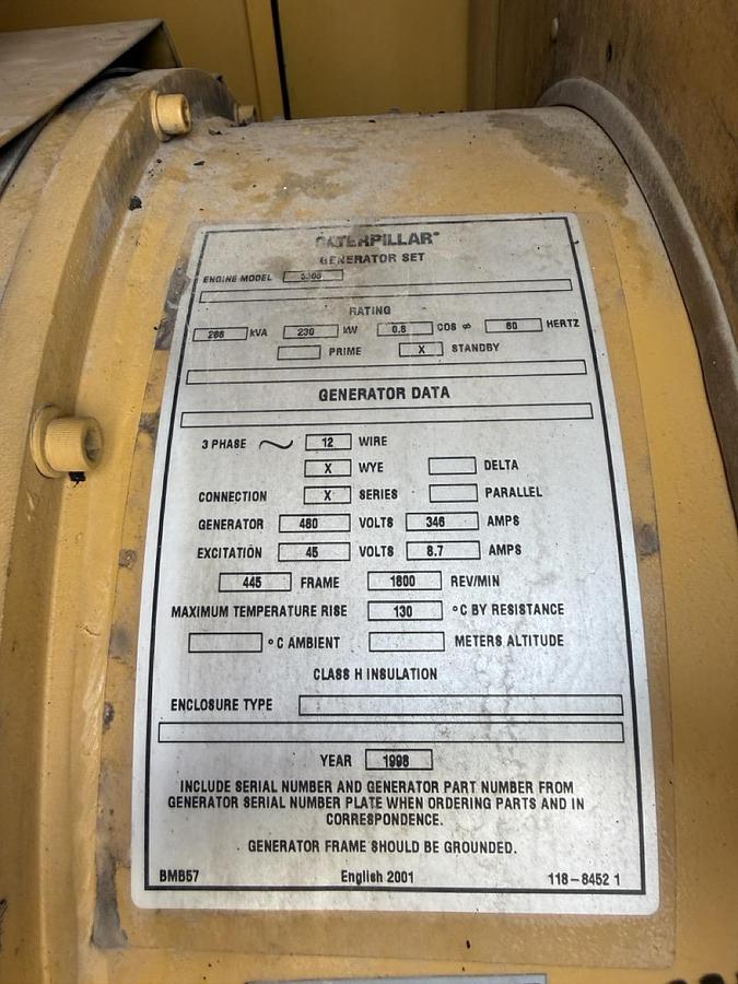 Used 1998 Caterpillar 3306 Diesel Generator