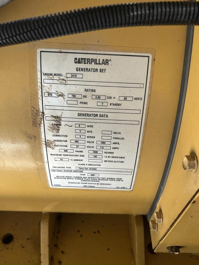 Used 1997 CATERPILLAR 3412 STATIONARY DIESEL GENERATOR