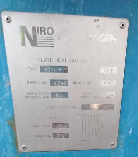 Used 1995 GEA NIRO VT10F PLATE HEAT EXCHANGER