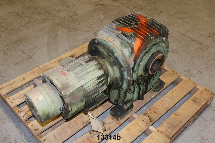 Used US Electric Motor With Gear Drive And Spring Set Disc Brake #13314