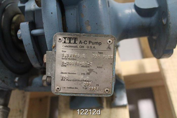 Used Allis Chalmers 150 Pump, 1.5x1x6E, 6" Impeller, Type: 731 Plus #12212