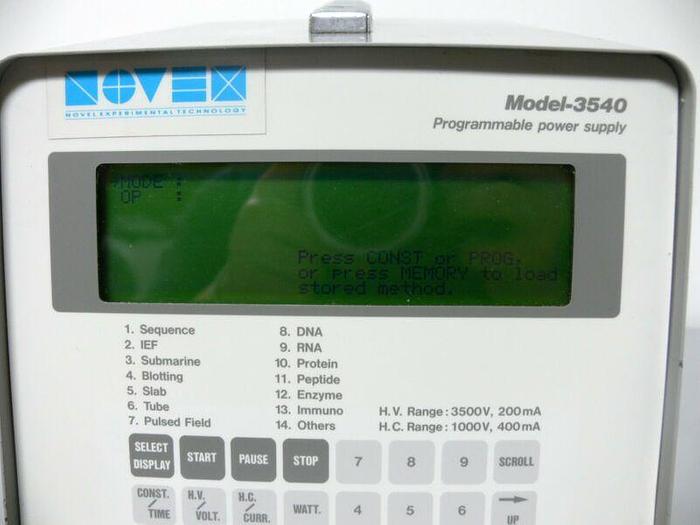 Used Novex Life Technologies Model 3540 Programmable Power Supply 120VAC 7A 47-63Hz