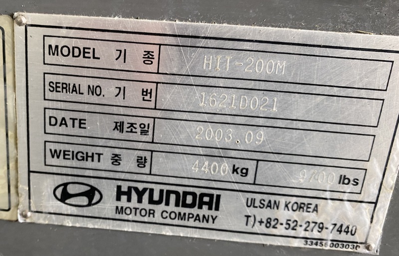 Refurbished 09/2003 Hyundai Kia HIT-200M