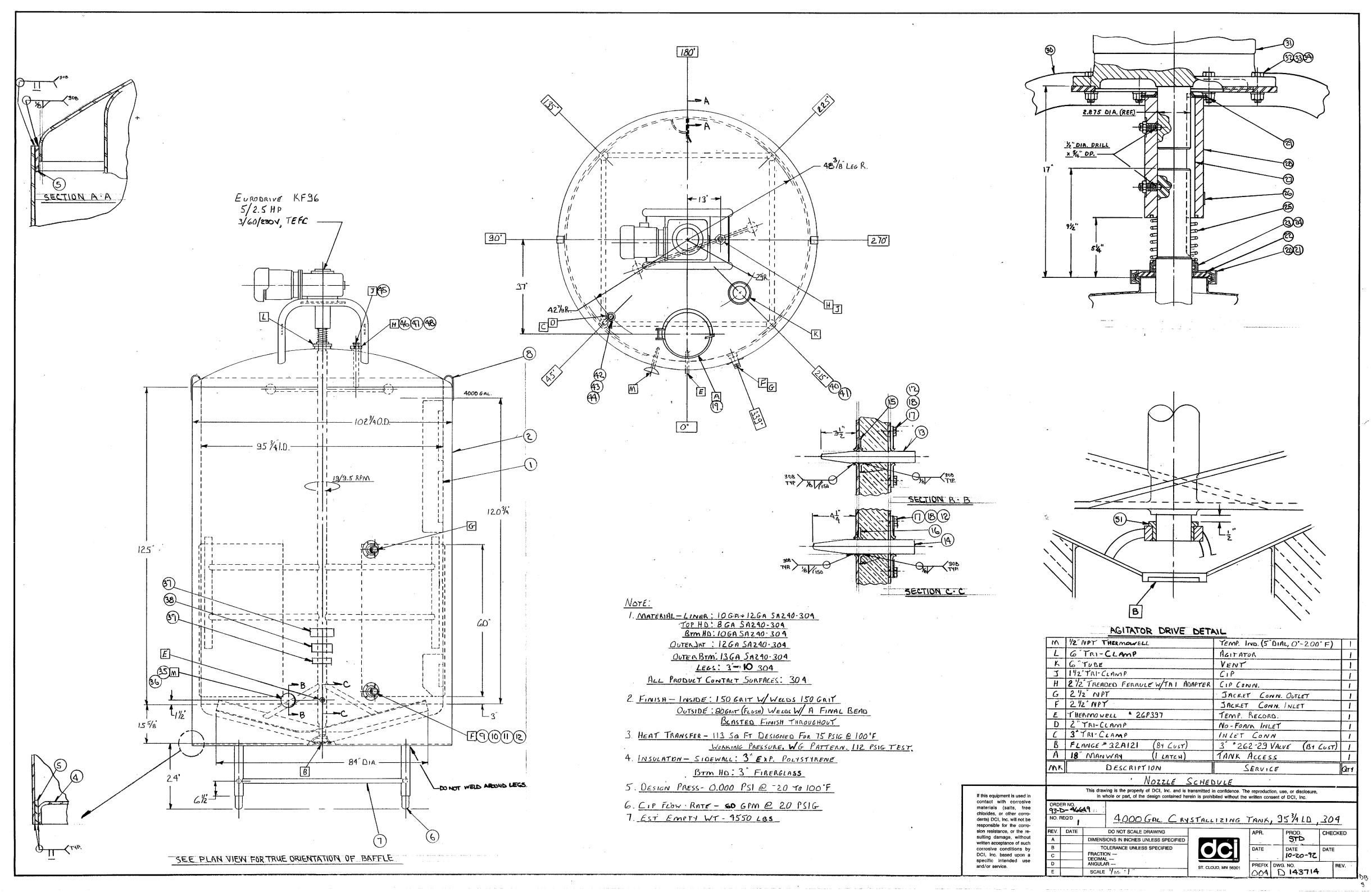 Usado 4000 GALLON PROCESSOR TANK.  DCI SERIAL C98-D-5308-A&amp;B