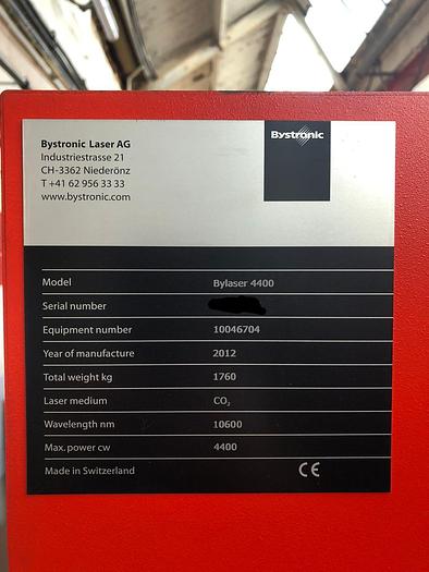 Used 2012 BYSTRONIC Byspeed 4020 4.4KW