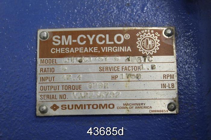 Used Sm-Cyclo CHH1C175Y-6 286TC Gear Drive, 6:1 Ratio #43685