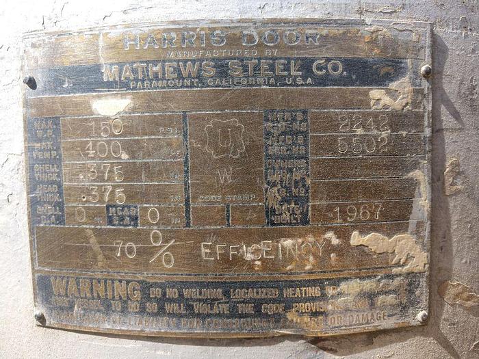 Used Autoclave, 36" X 17', C/st, 150 PSI, Matthews Steel #S744259