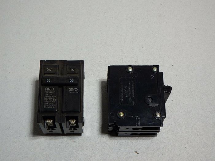 Used CUTLER HAMMER BR250 2 POLE CIRCUIT BREAKER 50A 120/240V (D5)