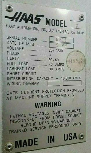 Used 1996 HAAS VF-0 20" x 16" x 20" 10