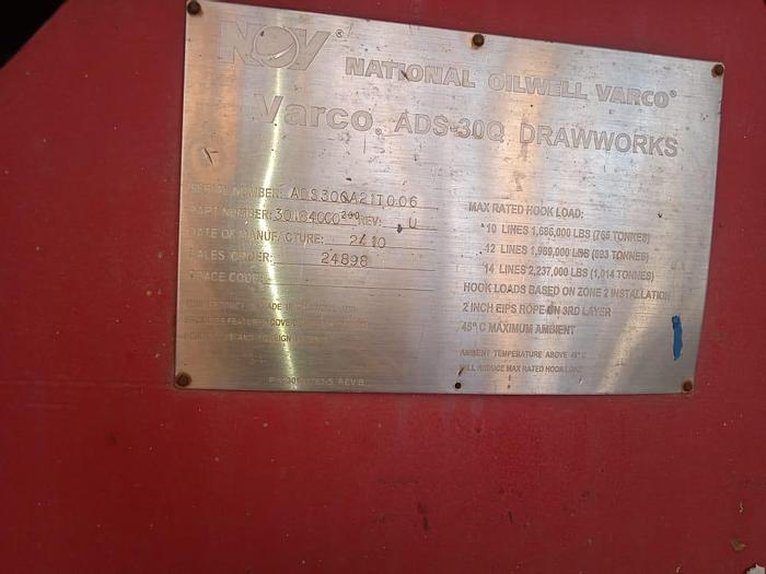 Used National Oilwell Varco NOV ADS-30Q Drawworks with 4 x 1150 HP motors