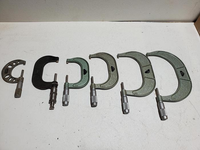 Used 1-2, 2-3 (2), 3-4. 4-5, 5-6 Inch Micrometer Premium Value Bundle (Z1)