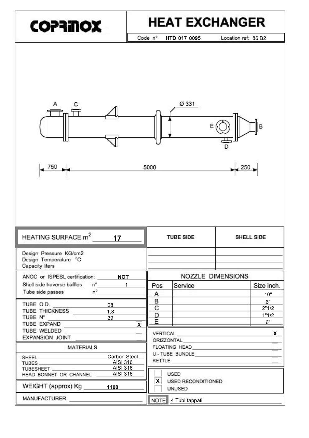 Usato Scambiatore di calore  da 17 metri quadrati