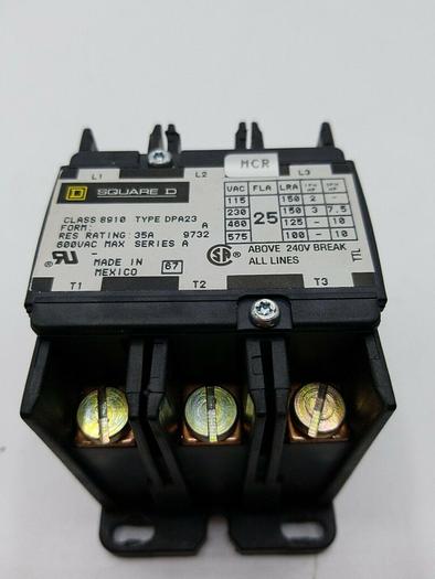 Used Square D Contactor Class 8910 Type DPA23