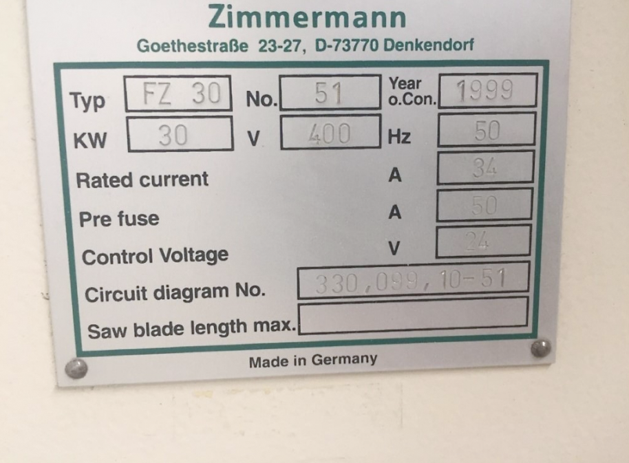Used Zimmermann FZ30-5 - CNC Bed Type Milling - 1999