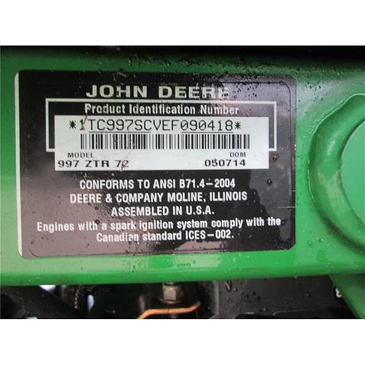 Used John Deere zero turn 72" mower