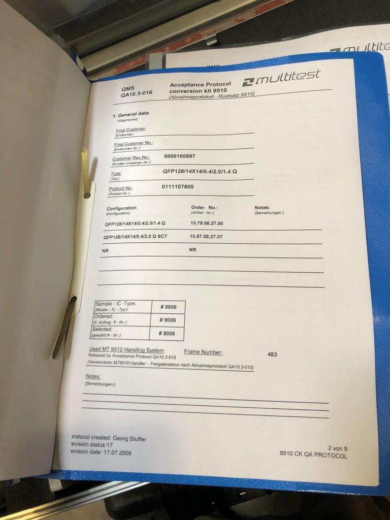 Used Multitest 128 LQFP 14x14x1.4mm Test handler change kit for MT9510 Handler