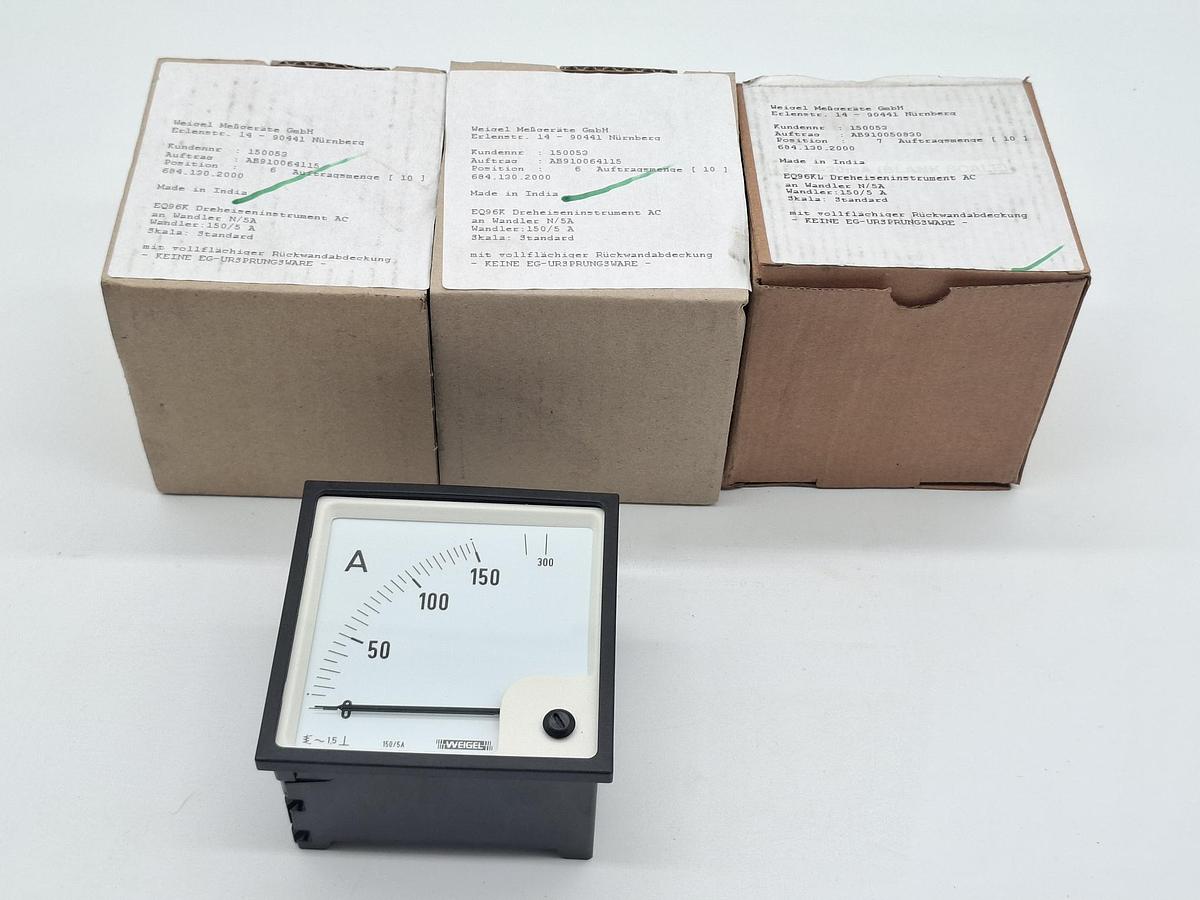 9 Stück Dreheiseninstrument AC, 150/5A, € 11/Stück, 684.130.2000, EQ96K, Weigel, neu