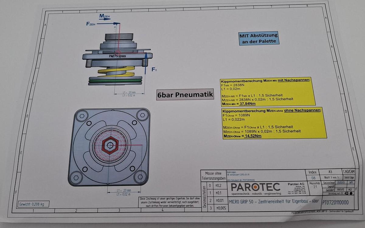 1 Set = 3 neue Zentriereinheiten, Nullpunktsystem, Micro grip 50, Parotec, neu