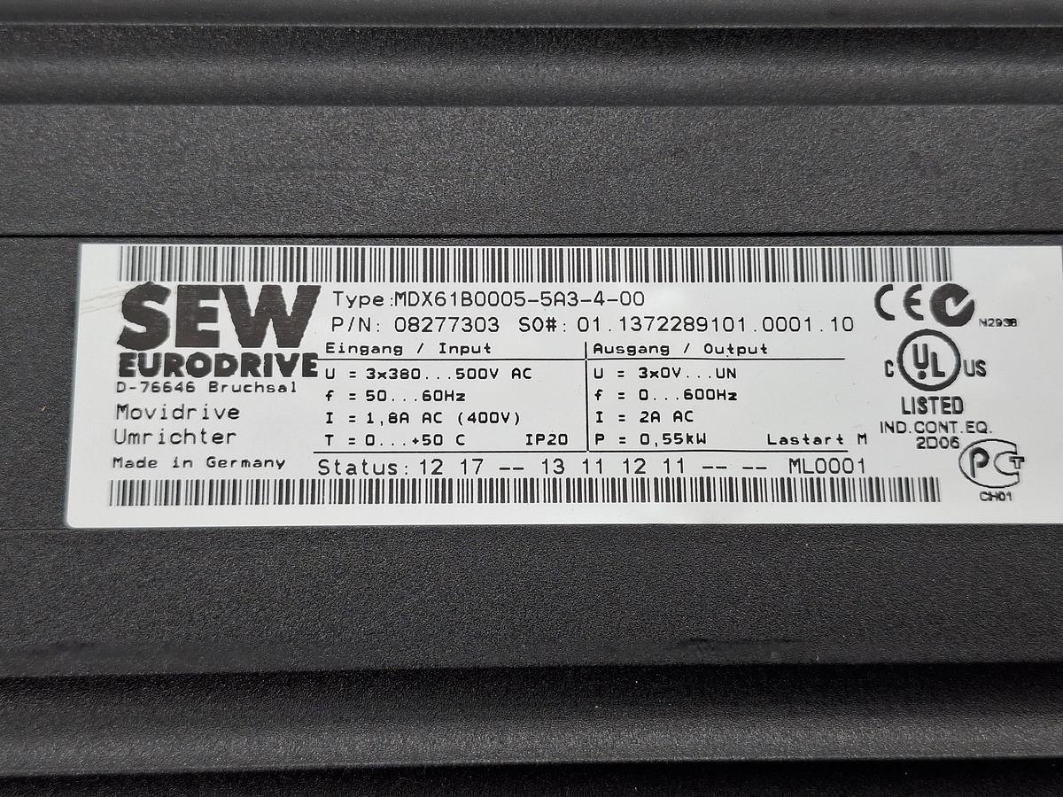 Gebraucht Frequenzumformer + Bremswiderstand, nur 2069 Std!, 0,55KW, MDX61B0005-5A3-4-00, SEW, gebraucht-Top