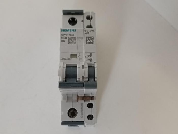 Gebraucht 5 Stück Leistungsschalter, 230/400V, 5SY4106-6 MCB B6, Siemens, neuwertig -40%
