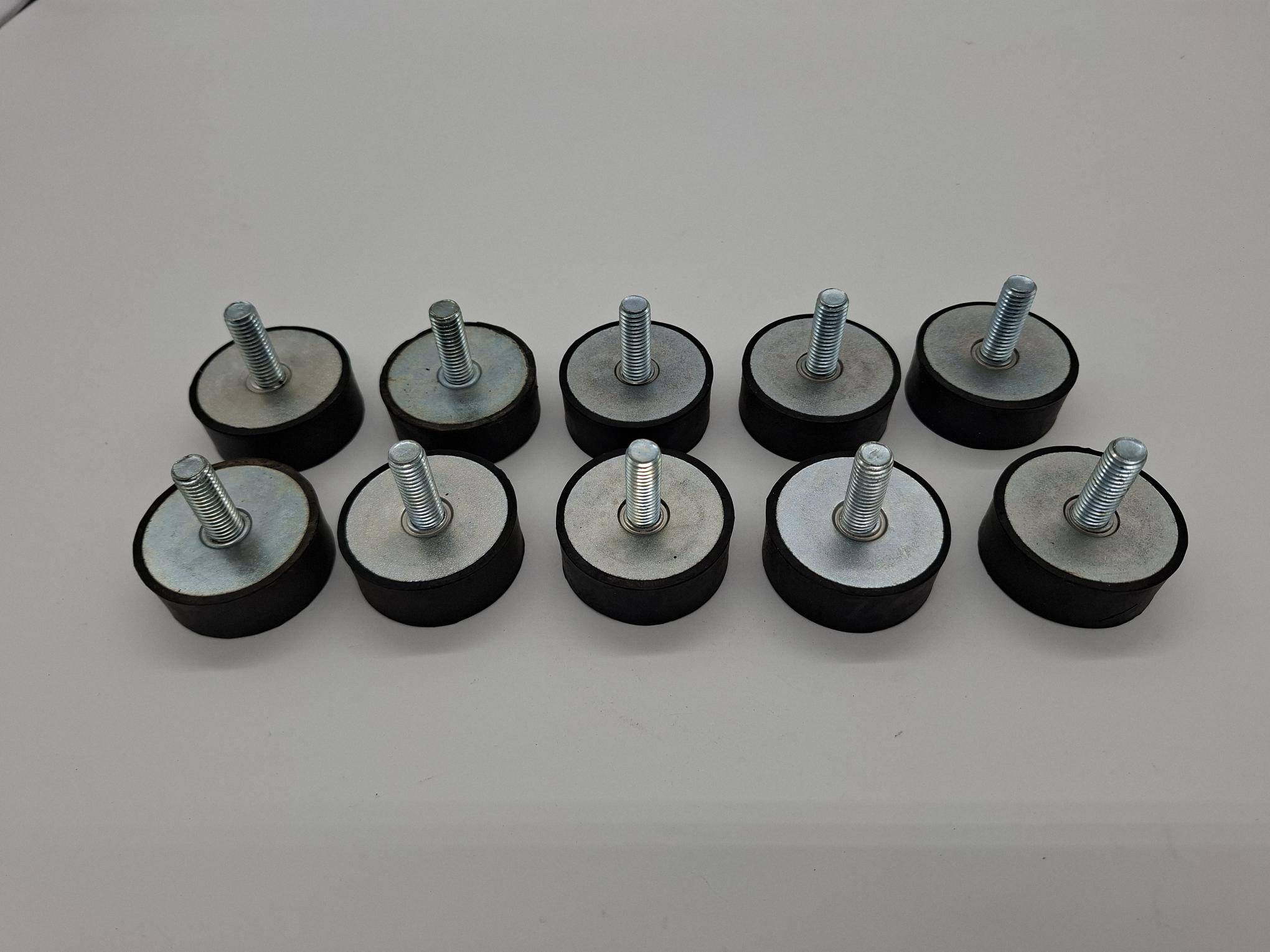 10 Stück Schwingungsdämpfer, Gummipuffer, Silentblock, D50 x 20mm, M10, , neu