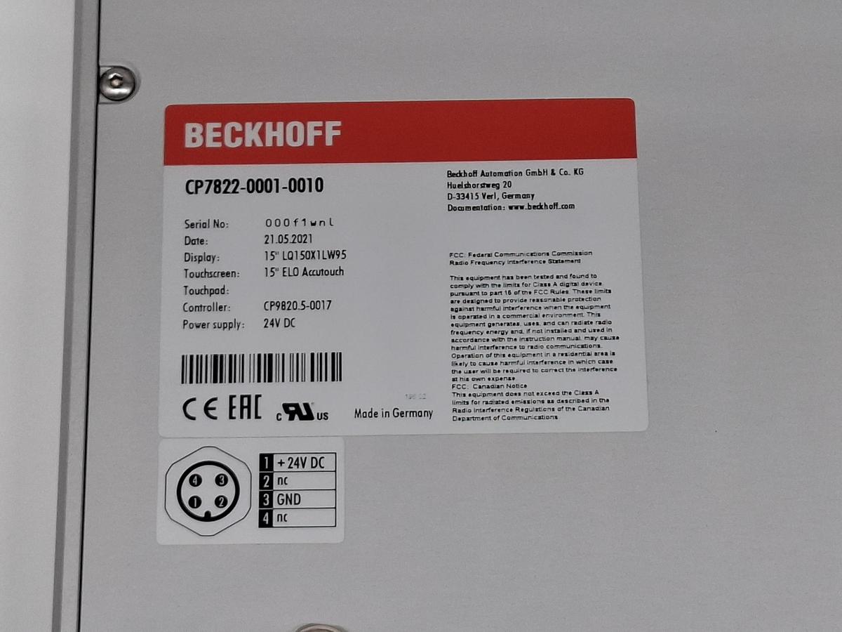 Touch panel, Control panel CP7822-0001-0010, Beckhoff, neu