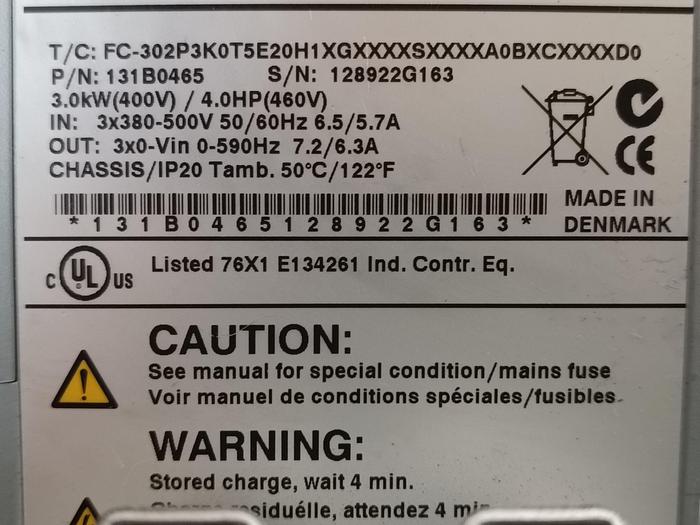 Gebraucht Frequenzumrichter, 3KW, getestet, VLT FC-302P3K0T5E20H1XG… Danfoss, gebraucht